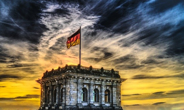 German Bundestag with German flag